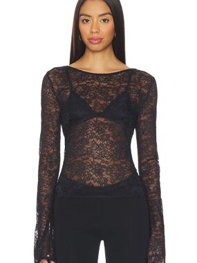 Lamarque Amelia lace long sleeve top